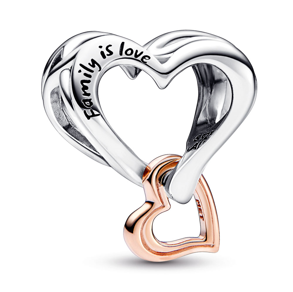 Openwork heart sterling silver and 14k gold-plated charm