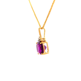 Amethyst and Diamond Pendant in Yellow Gold