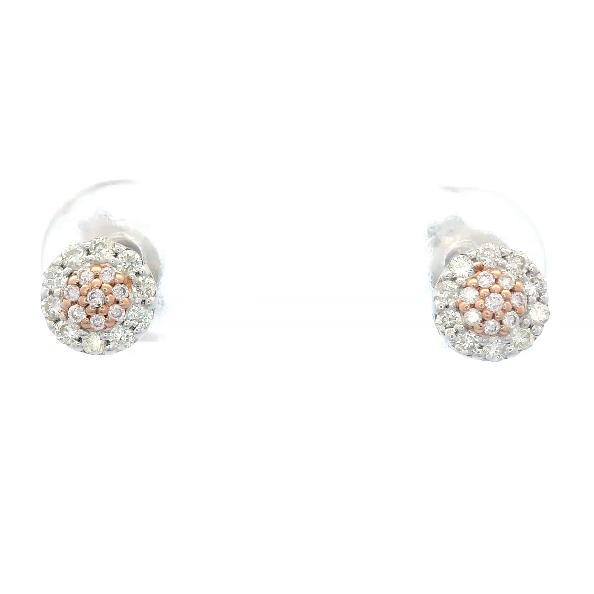 9ct White Gold and Rose Gold Pink Diamond Earrings