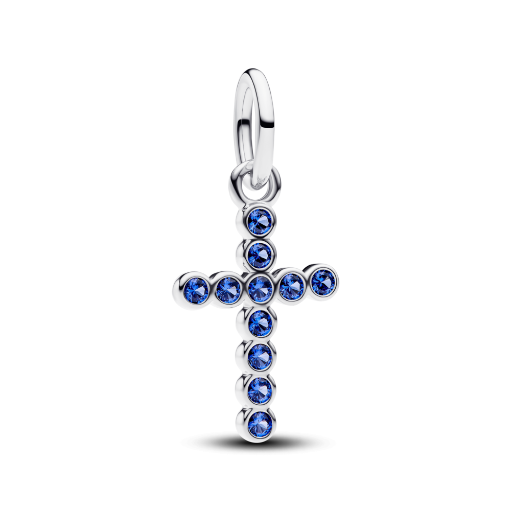 Pandora Cross Dangle with Stellar Blue Crystal