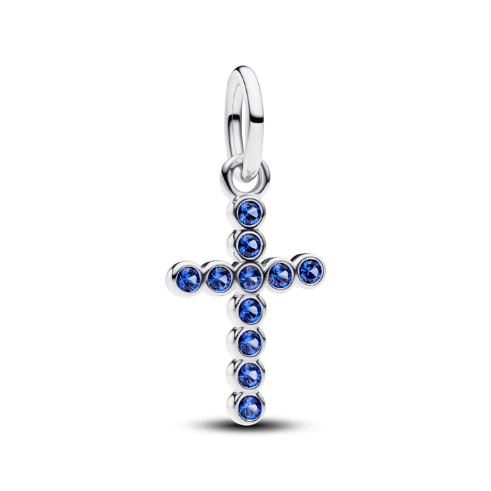 Pandora Cross Dangle with Stellar Blue Crystal