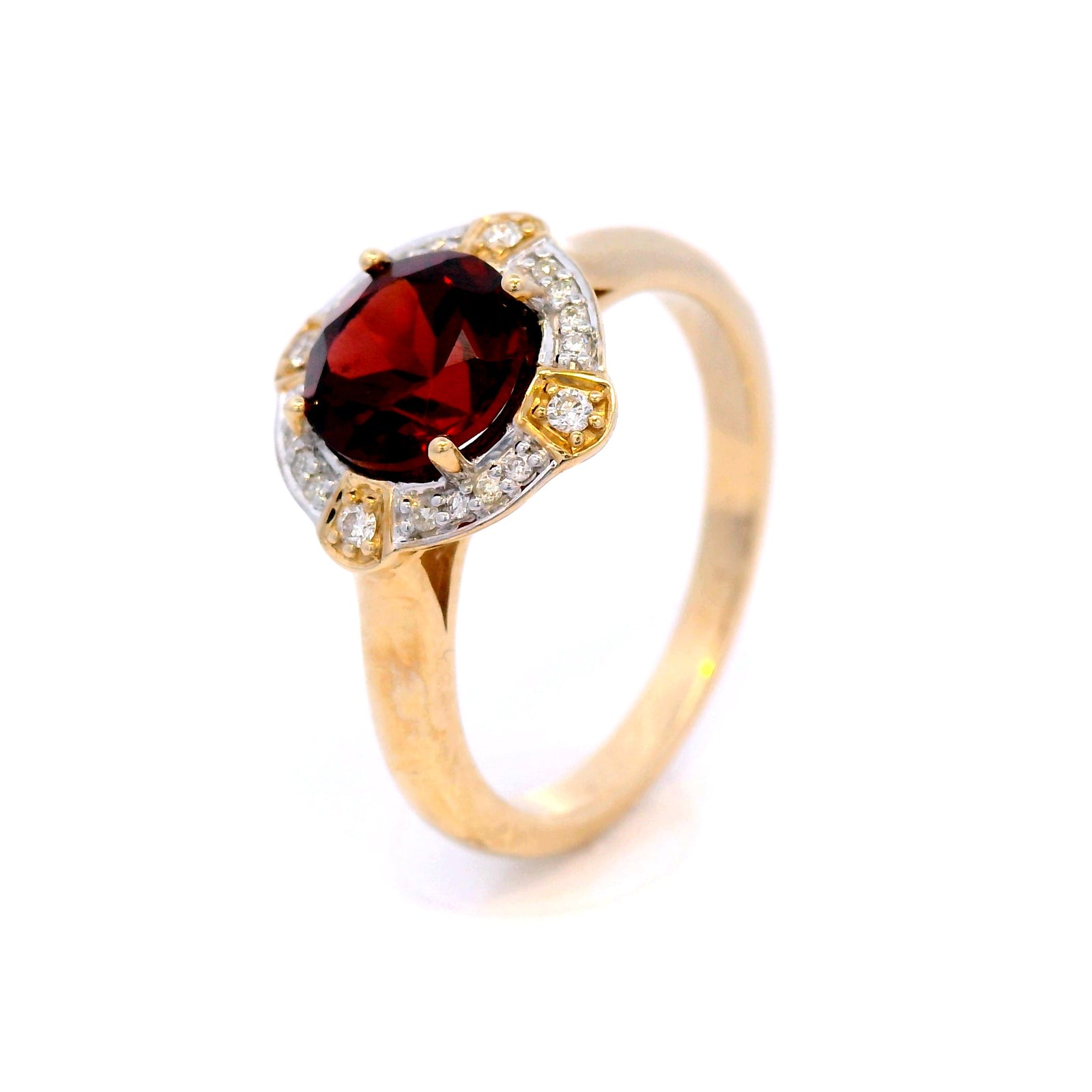 9 Carat Yellow Gold Diamond and Garnet Ring