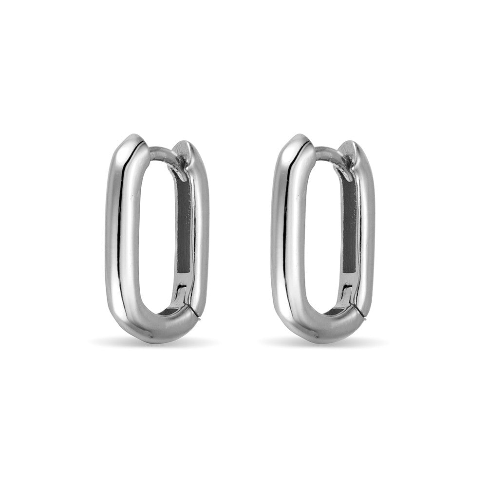 Sterling Silver Oval Shaped Hoop Earring