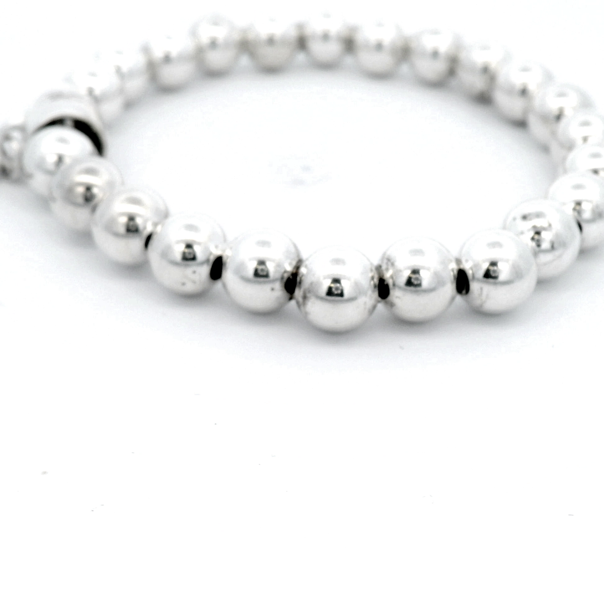 Von Treskow Silver Ball Stretchy Bracelet with Six Pence 1951 Coin