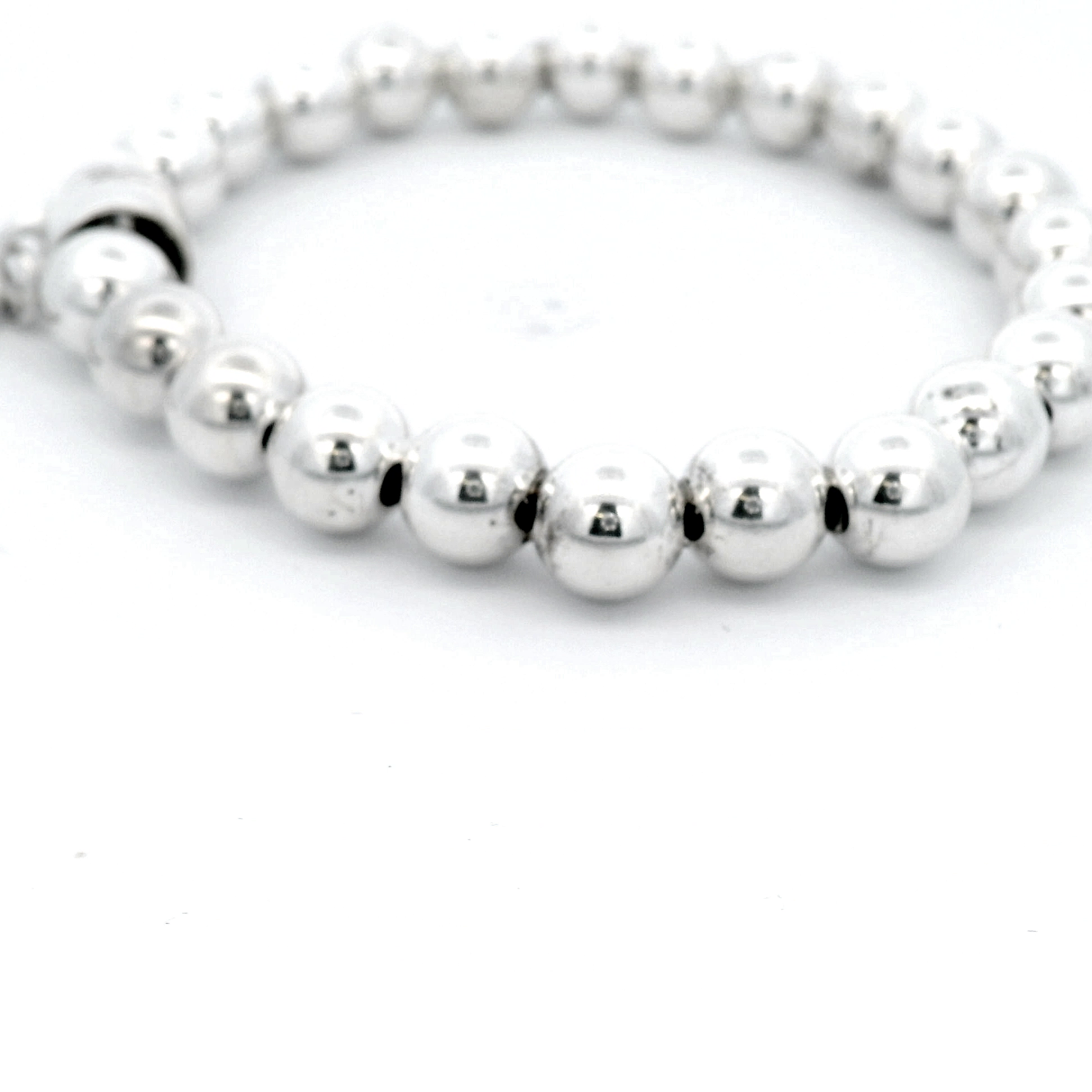 Von Treskow Silver Ball Stretchy Bracelet with Six Pence 1951 Coin