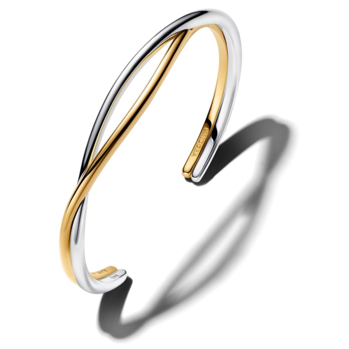 Pandora Two Tone Interlocking Open Rigid Bracelet