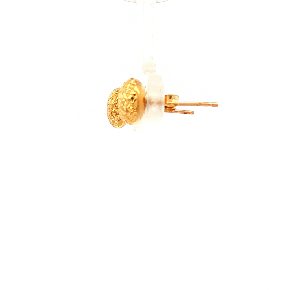 Textured Button Stud Earrings in Yellow Gold