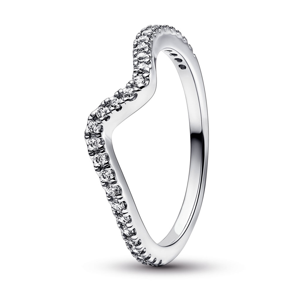 Pandora Wave sterling silver ring with clear cubic zirconia
