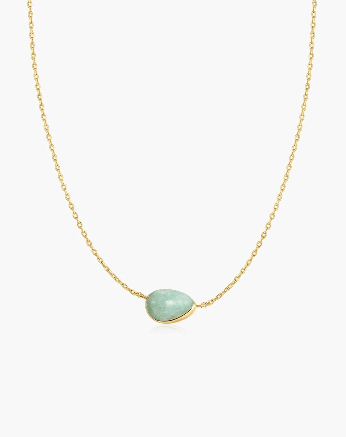 Ania Haie Gold Bezel Amazonite Organic Dome Pebble Necklace