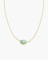 Ania Haie Gold Bezel Amazonite Organic Dome Pebble Necklace