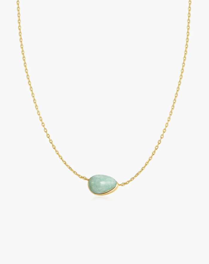 Ania Haie Gold Bezel Amazonite Organic Dome Pebble Necklace