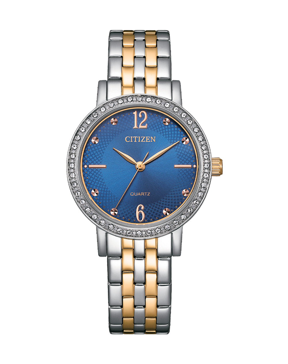 Citizen Quartz Crystal Blue Dial Ladies Watch