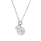 Premium plated brass compass & teardrop CZ pendant necklace
