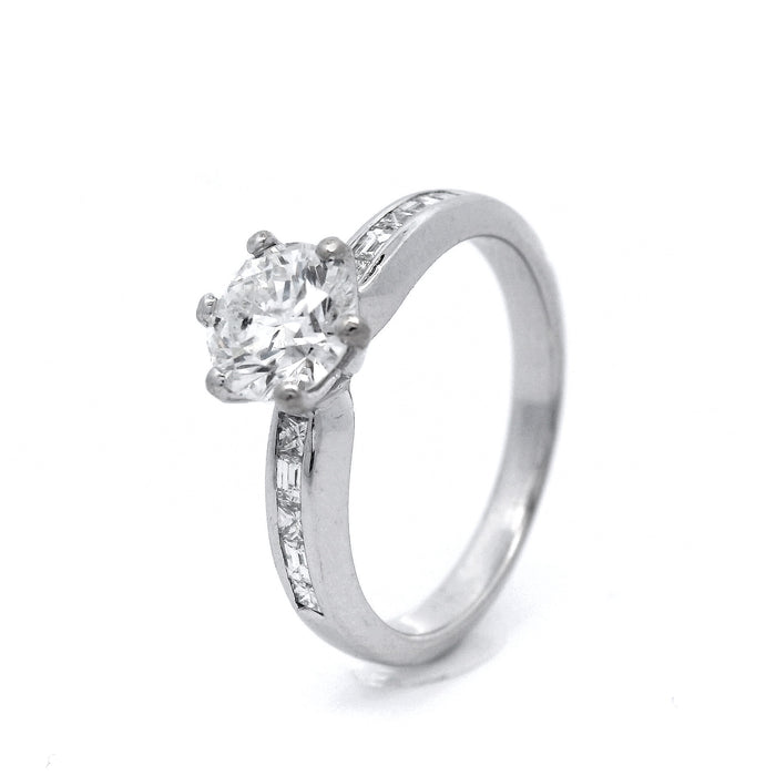 Shoulder Cut Diamond Ring Set in White Gold