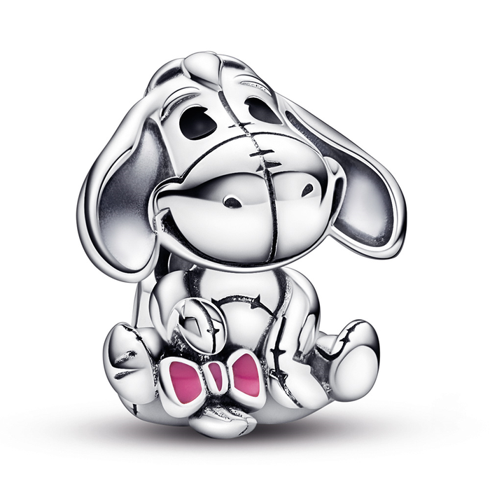 Disney Eyore sterling silver charm with pink and black enamel