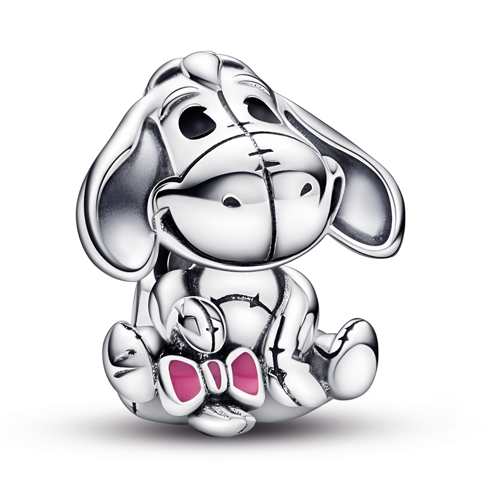 Disney Eyore sterling silver charm with pink and black enamel