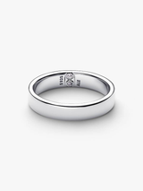 Engravable sterling silver ring with clear cubic zirconia