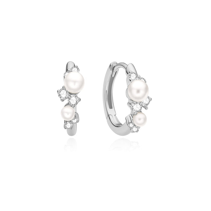 Ania Haie Shell Pearl Cluster Huggie Hoop Earrings