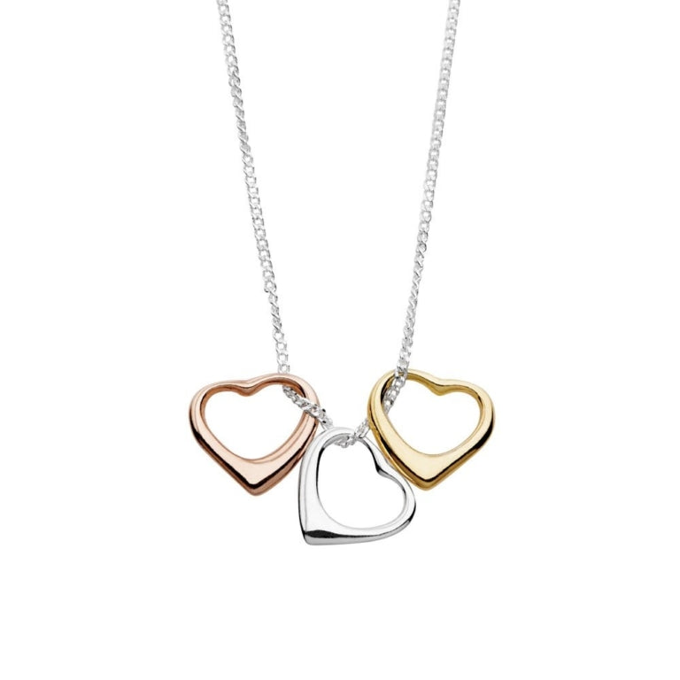 DPI Sterling Silver Necklace with 3 Floating Heart Pendants