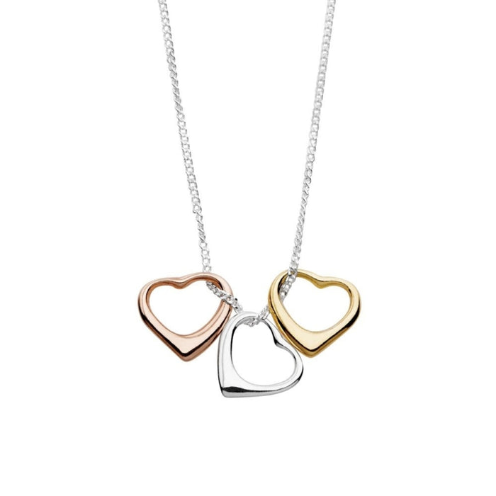 DPI Sterling Silver Necklace with 3 Floating Heart Pendants