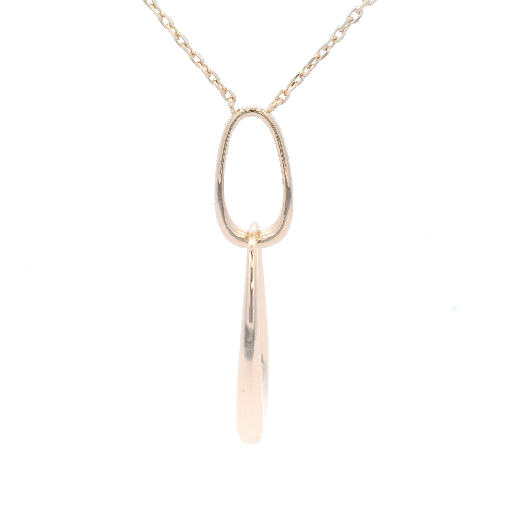 Double Oval Drop Necklet In Yellow Gold
