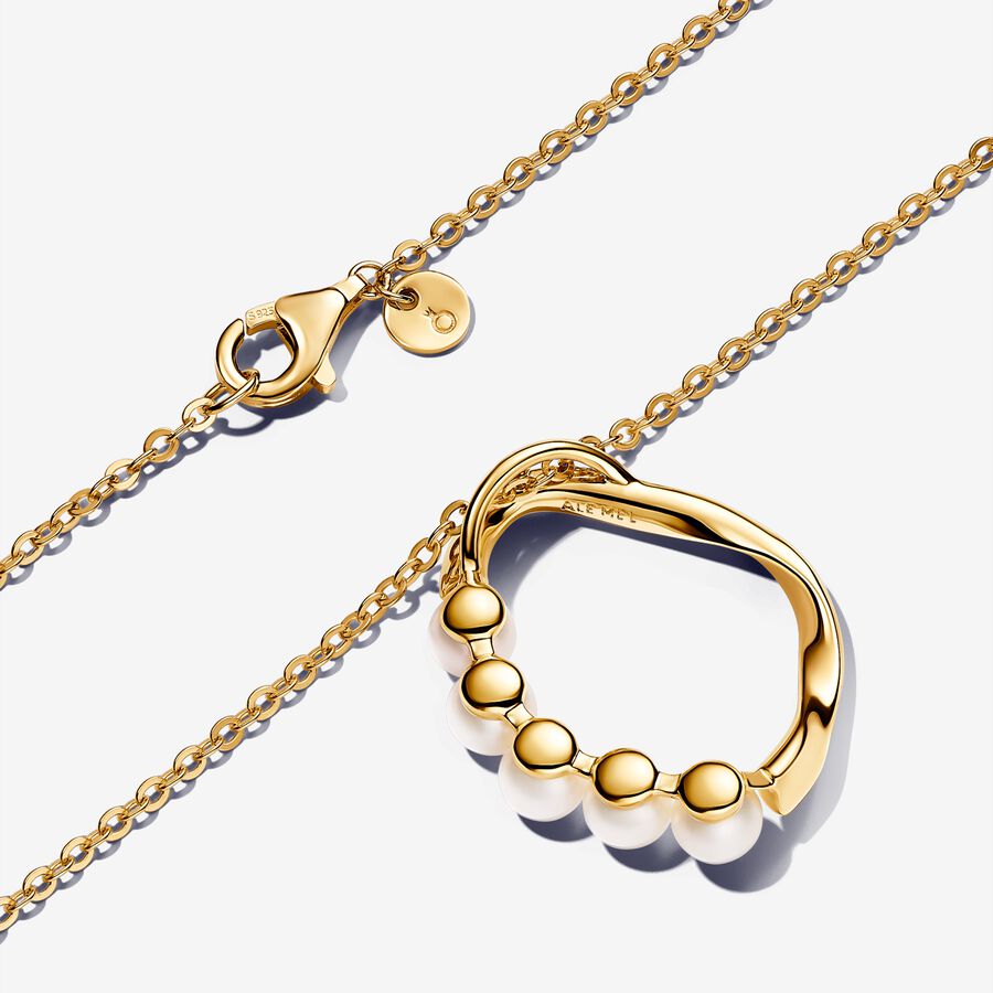 Pandora Organically Shaped Circle & Treated Freshwater Cultured Pearls Pendant Necklace