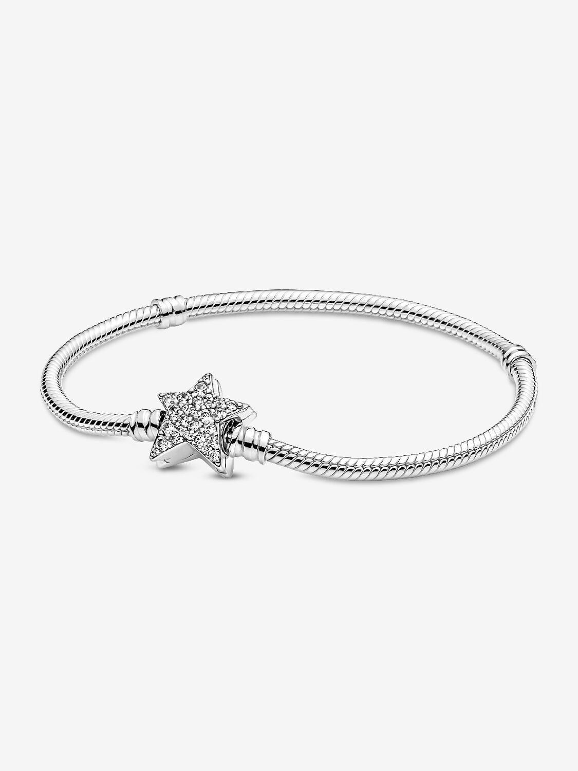 Pandora Moments Asymmetric Star Clasp Snake Chain Bracelet