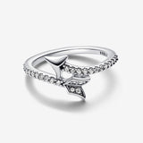 Arrow sterling silver ring with clear cubic zirconia