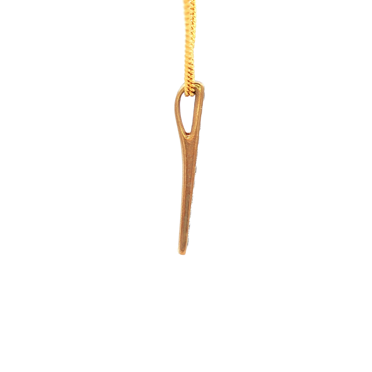 Yellow Gold Diamond Bar Pendant Necklace