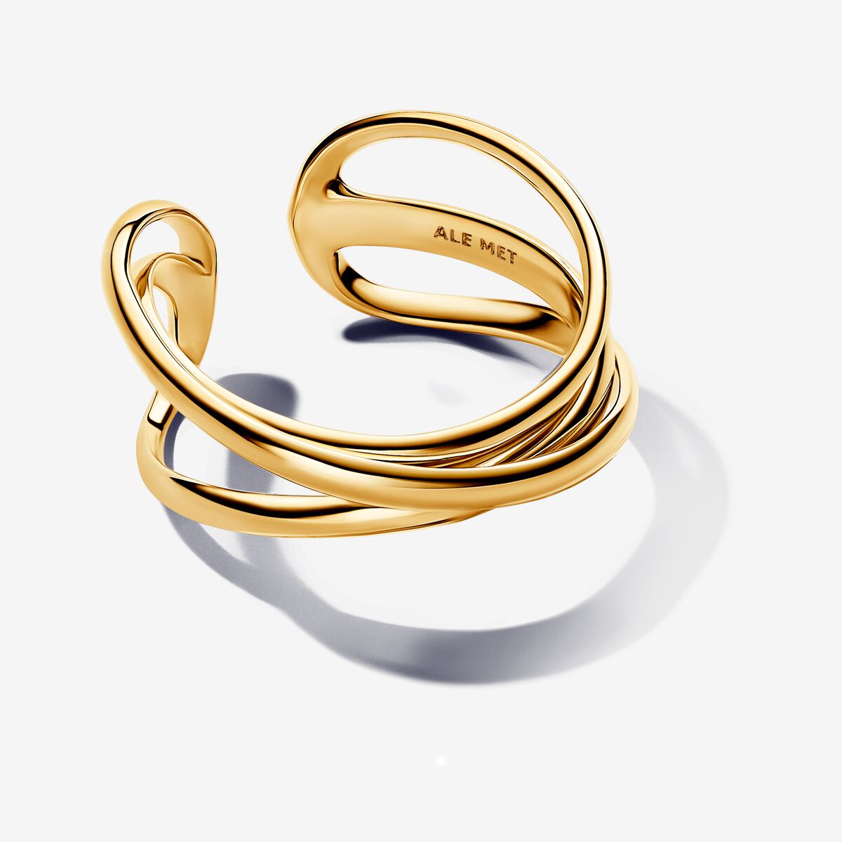 Organically Shaped Triple Band Open Ring - 56