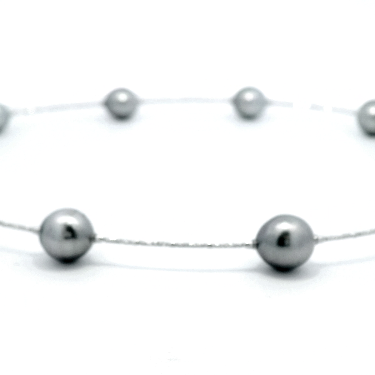Tahitian South Sea Pearls on Flexible 18ct White Gold Omega Chain