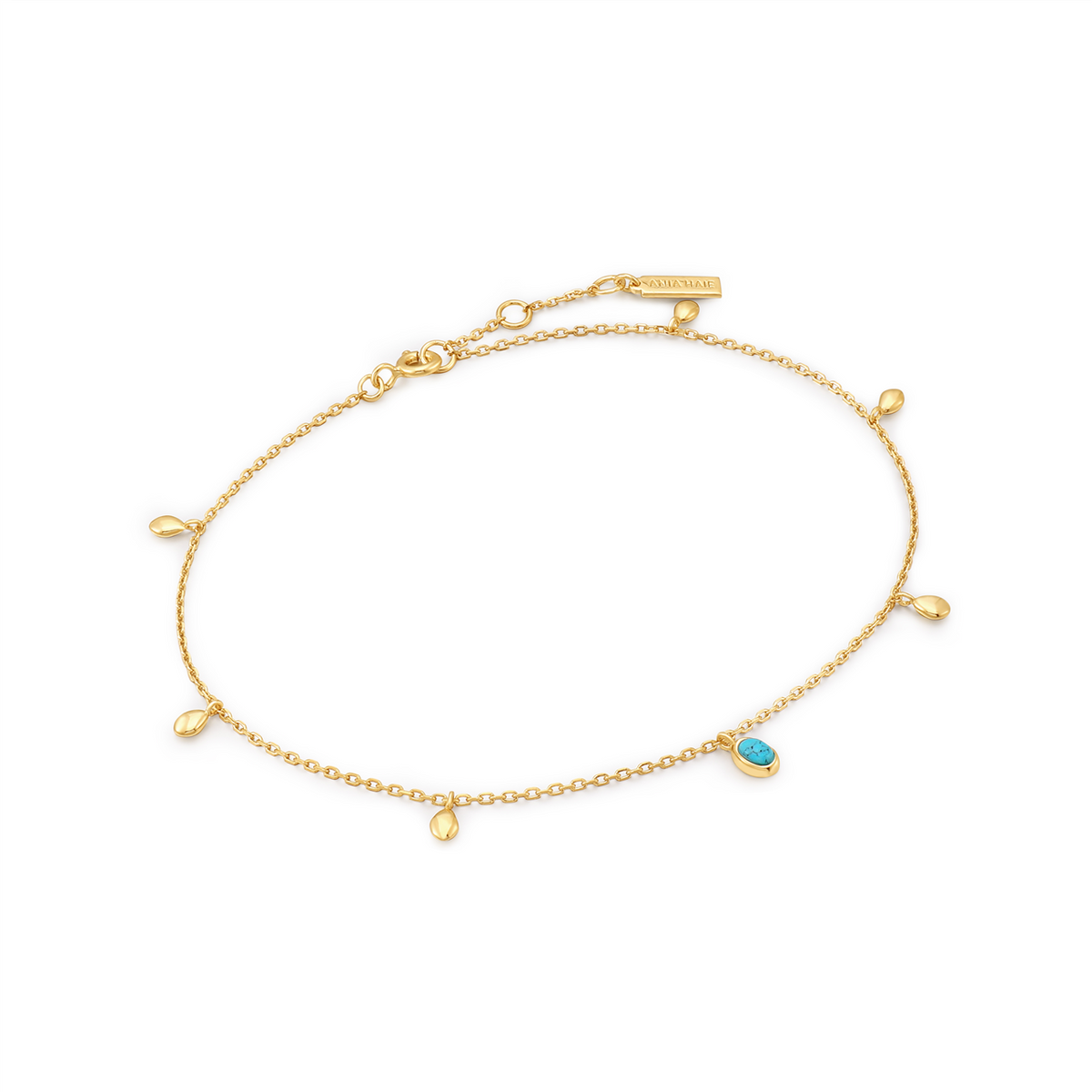 Ania Haie Gold Turquoise Drop Pendant Anklet