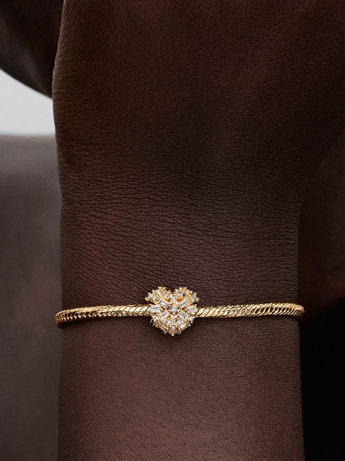 Heart sterling silver charm with clear cubic zirconia