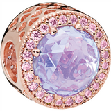 PANDORA Rose Lavender Radiant Heart Openwork Charm w Lavender & Pink CZ