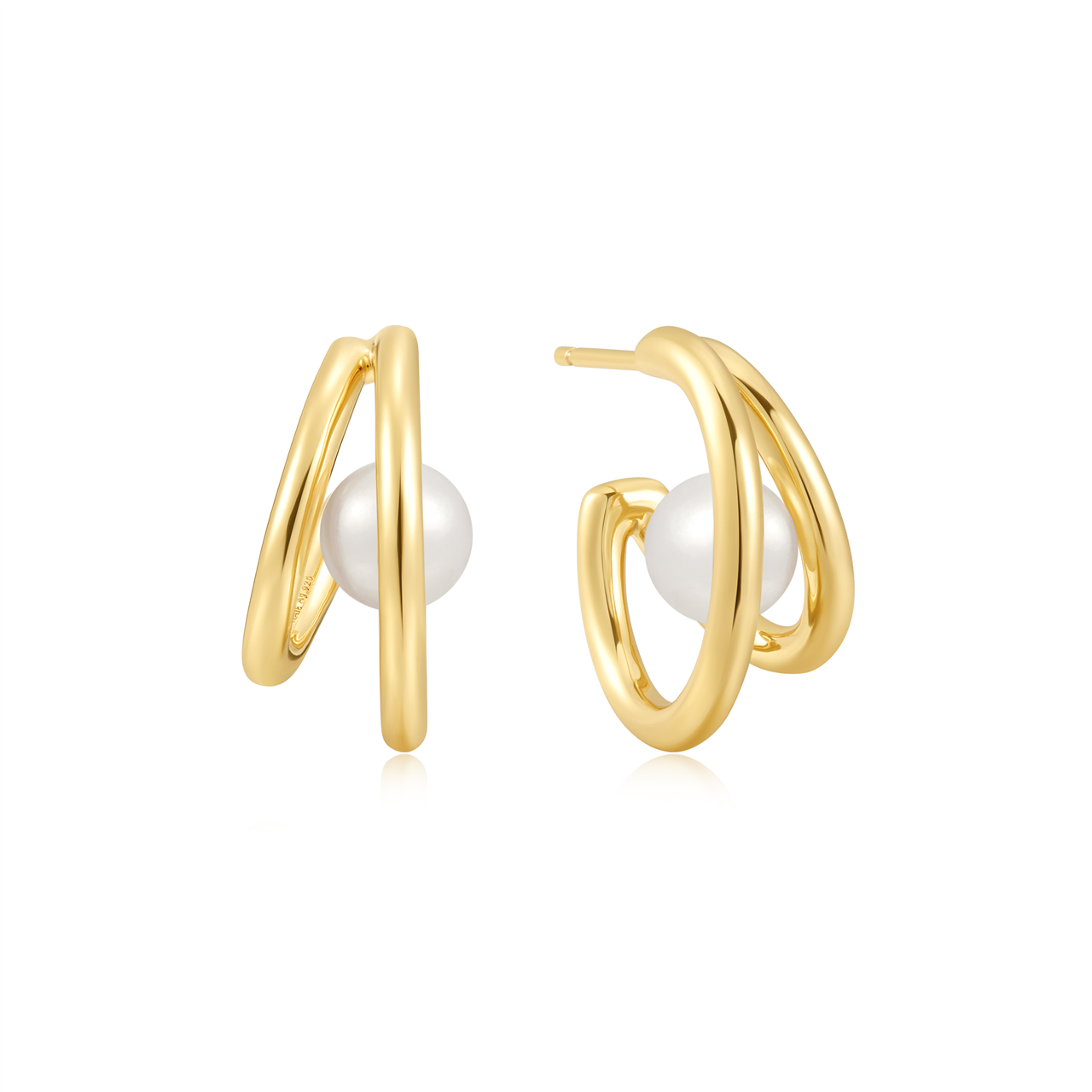 #4A CHIC SIL DUO FW PEARL STUD HOOPS