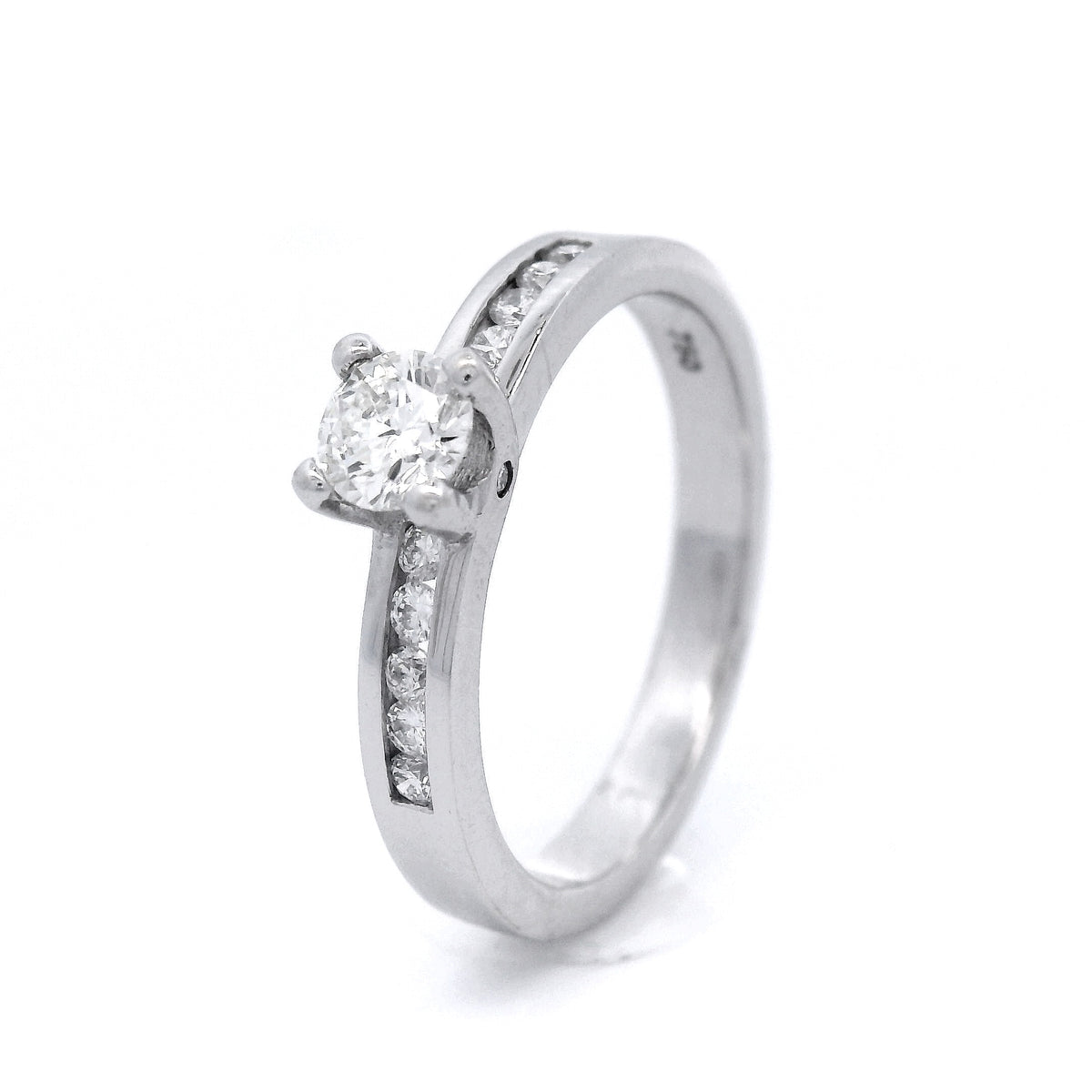 18ct White Gold Brilliant with Channel Set Shoulders