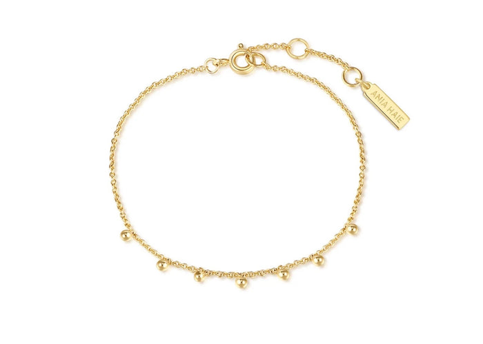Ania Haie Gold Plate Over Sterling Silver Dangling Bead Station Bracelet