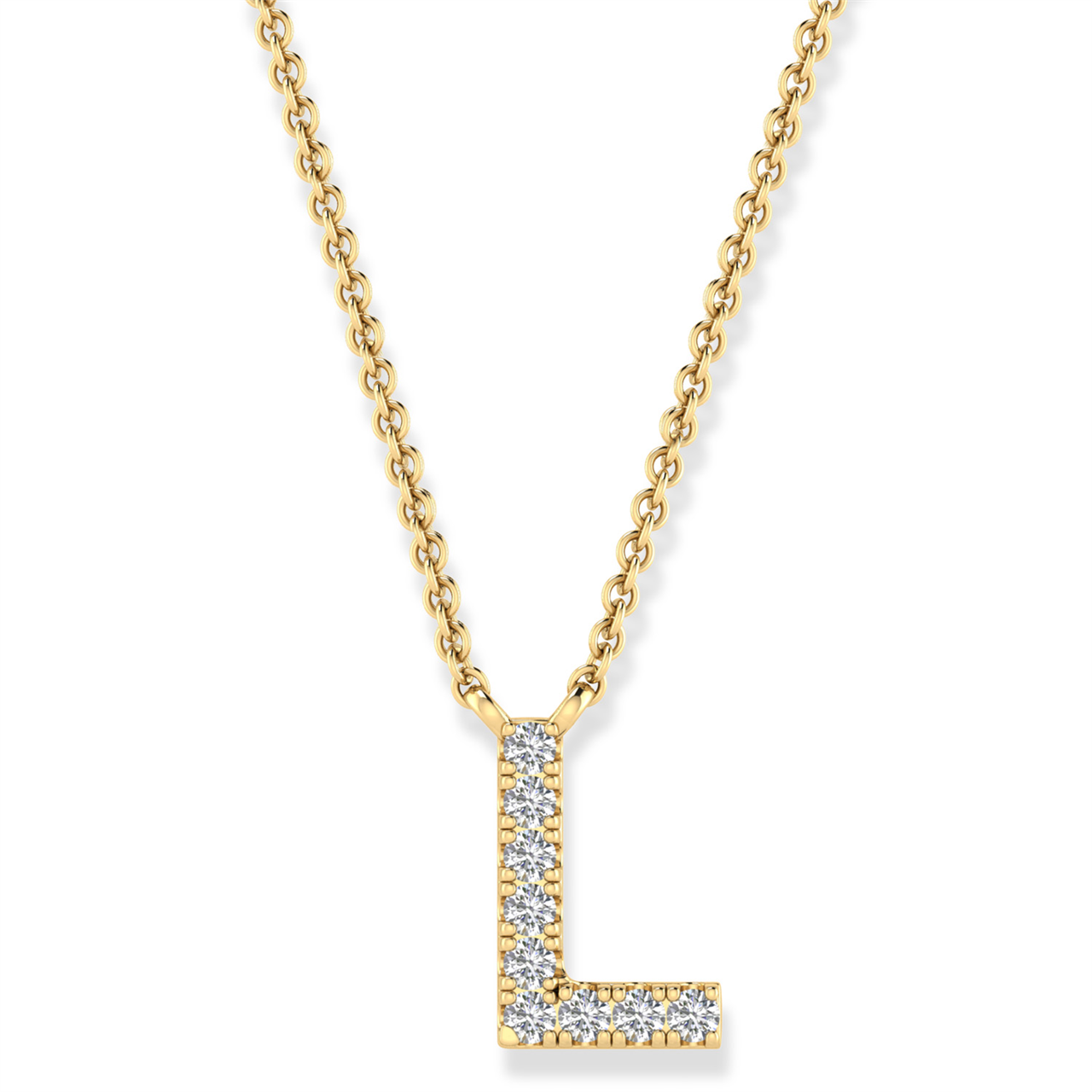 Diamond Set "S" Initial Necklace in 9 carat Yellow Gold