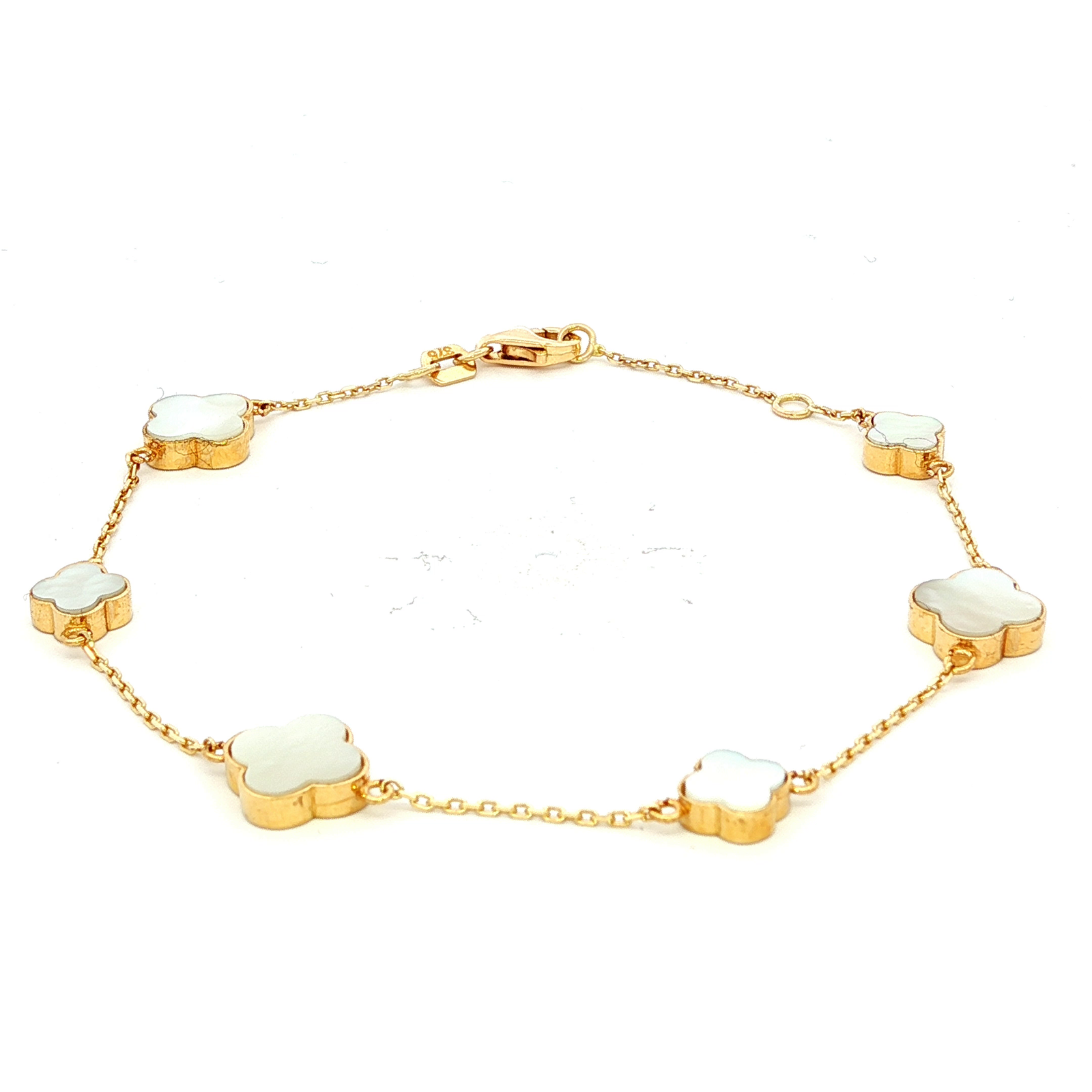 Alternating Chain with Mother of Pearl Clover Bracelet