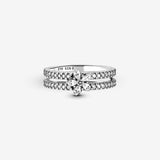 Sparkling Snowflake Double Ring - 56