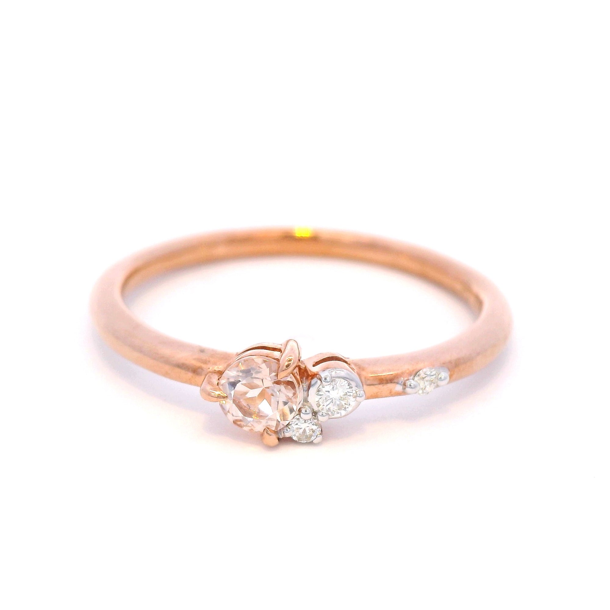 9 Carat Red Gold Morganite  Diamond Si3 Jkl Sz O