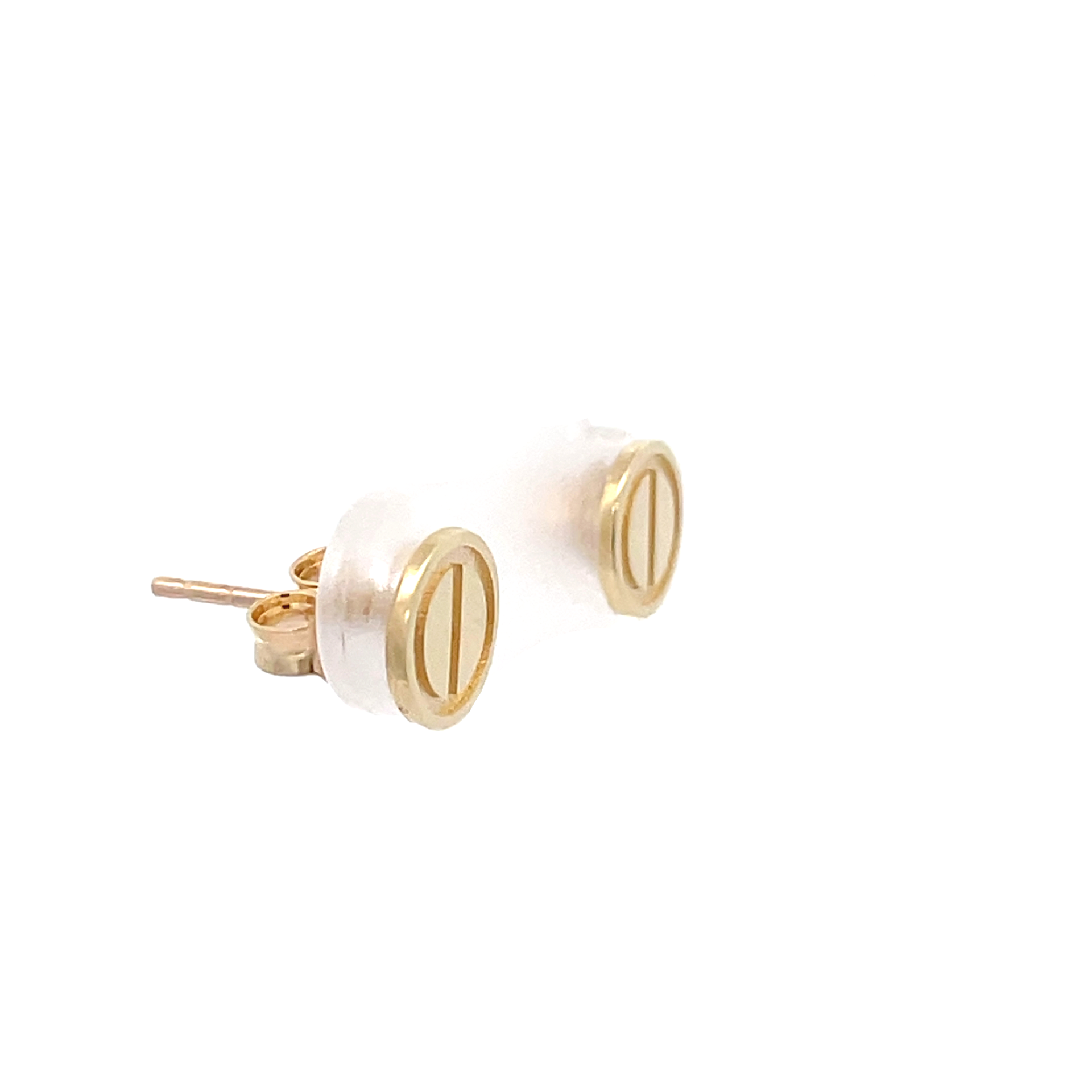 Disc Stud with Brush/Shiny Finish in Yellow Gold