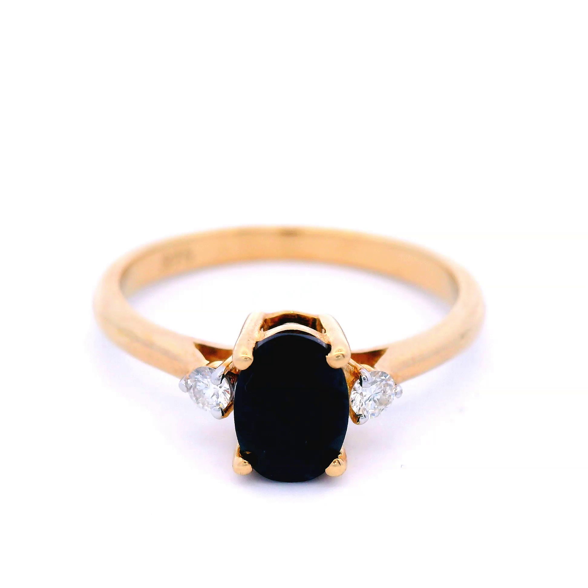 Oval Cut Black Sapphire in Yellow Gold Dress Ring