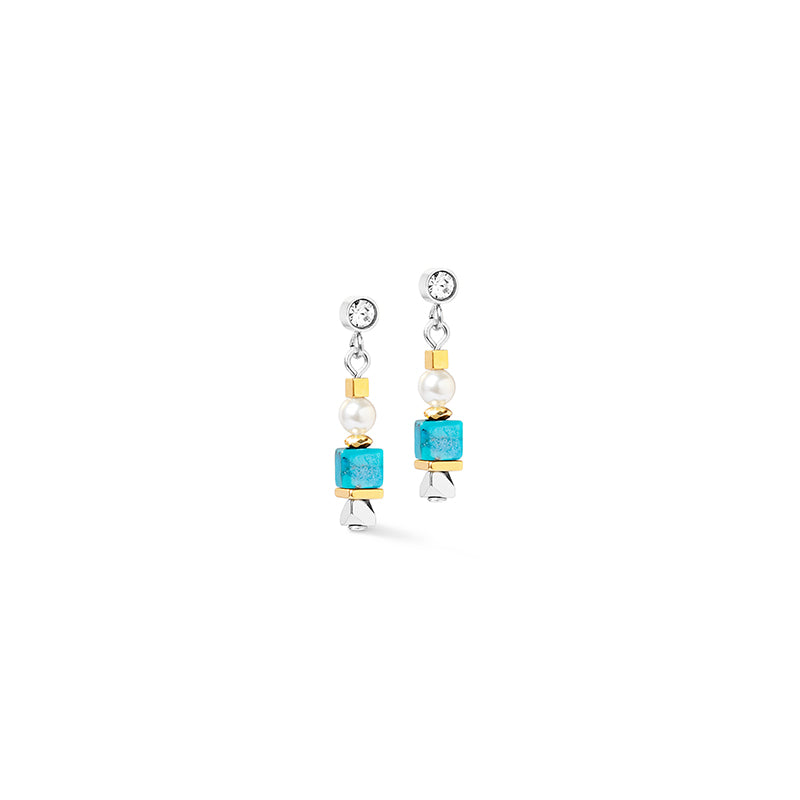 Coeur de Lion Natural Vibrant Turquoise & White Earrings