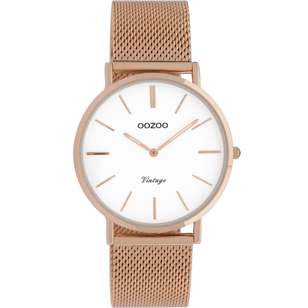 OOZOO Rose Gold Mesh Watch