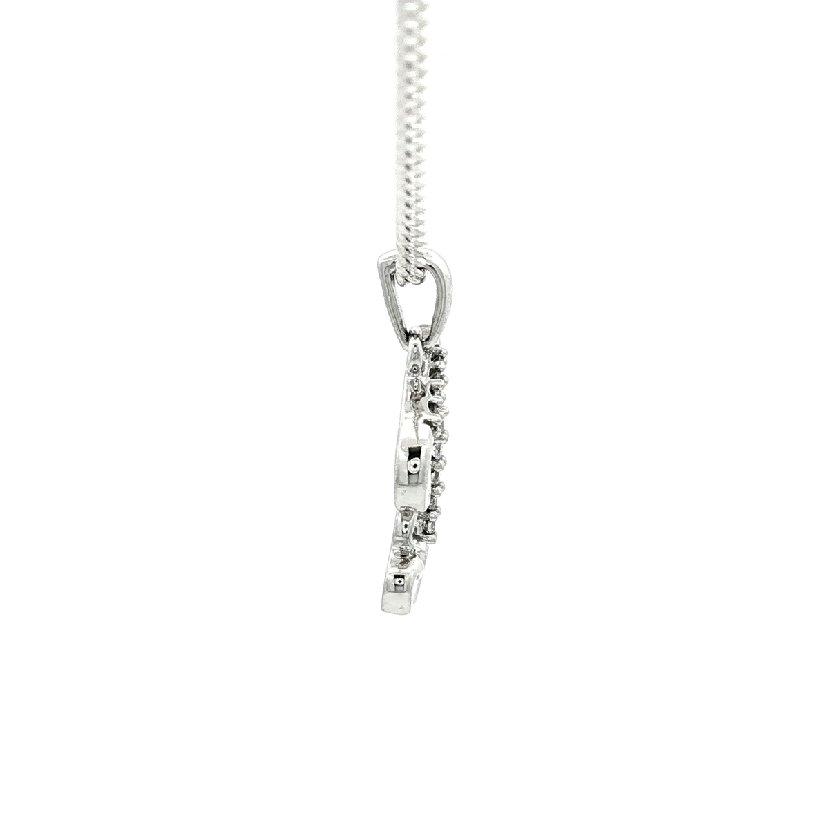 White Gold over Silver Diamond Initial 'H' Charm Necklace