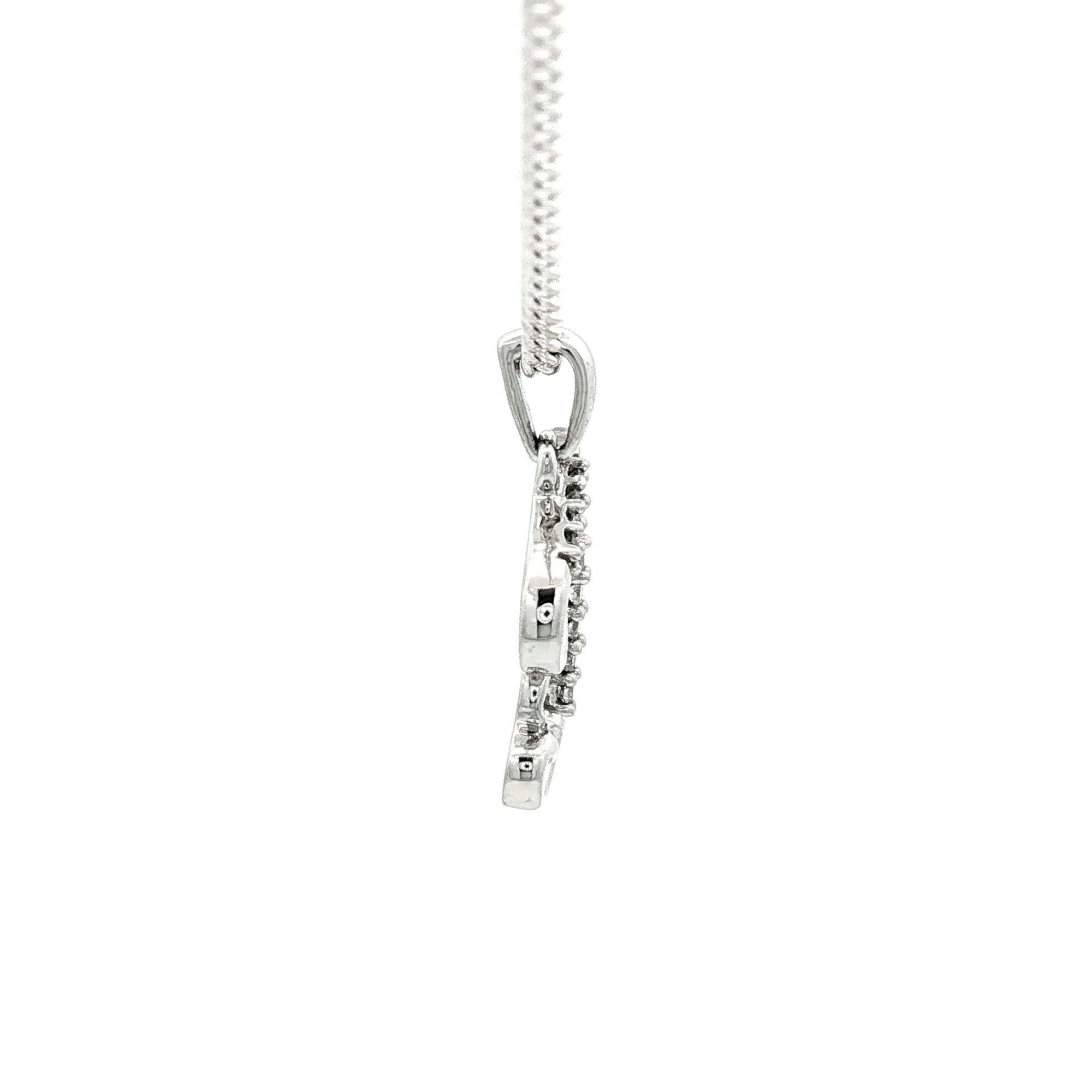 White Gold over Silver Diamond Initial 'H' Charm Necklace