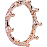PANDORA Rose Pink Enchanted Crown Ring w Pink Crystals
