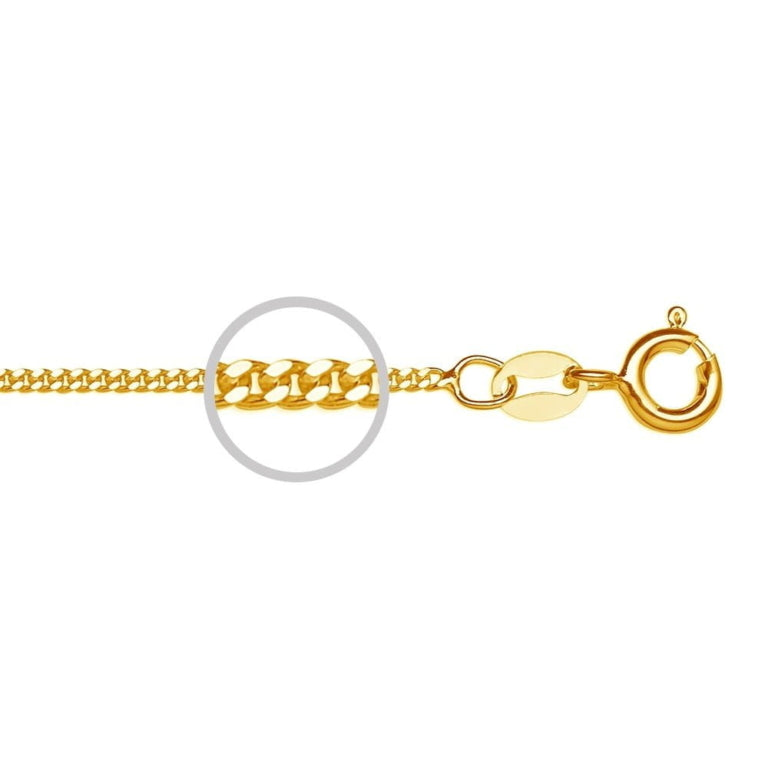 Sterling Silver Gold Plated 1mm Tight Curb Chain