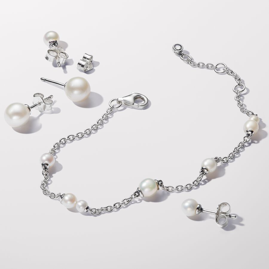Pandora Treated Freshwater Cultured Pearl Station Chain Bracelet
